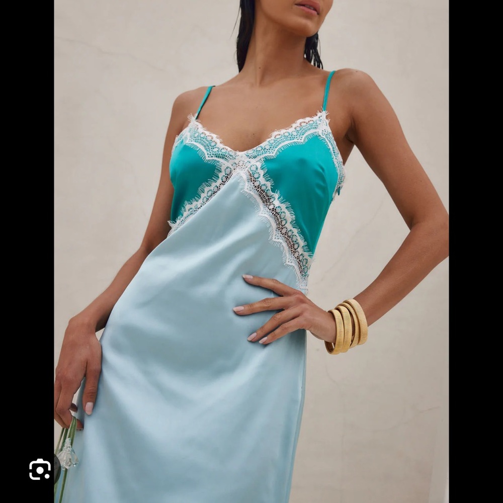 Pacific blue 12th tribe satin dress